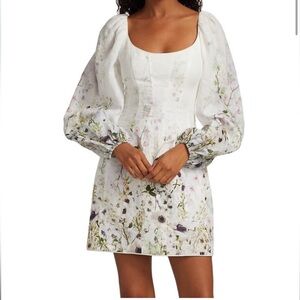 Rare Zimmermann Dancer Garden Floral Lace Up Back Linen Mini Dress - worn once!